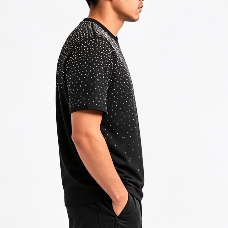 Ornate Black Refine Rainstone Tee