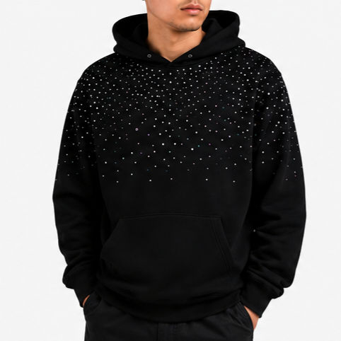 Ornate Black Refined RainStone Hoodie