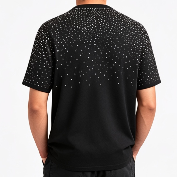 Ornate Black Refine Rainstone Tee