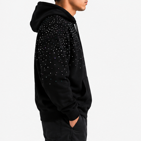 Ornate Black Refined RainStone Hoodie