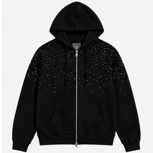 Ornate Black Refined Rainstone Zipper